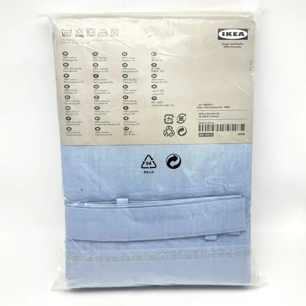 IKEA Ritva Light Blue Curtains w Tie Backs 57x128” Cotton Panels Pair Set of 2